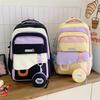 Large Capacity Girls Backpack Color Contrast Student Schoolbag
