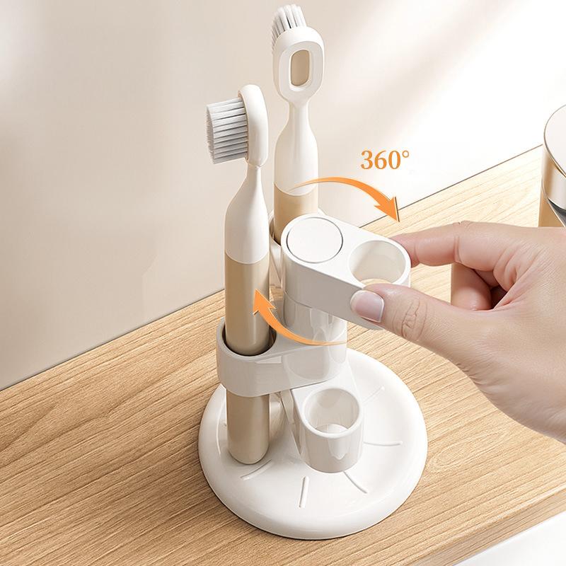 1/2pcs Rotating Toothbrush Holder Bathroom Desktop Toothbrush Storage Rack Makeup Brush Pen Organizers Bathroom Accessories