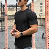 American Style Men's Summer Short Sleeve Slim Fit Fitness Top Solid Crew Neck Training T-shirt