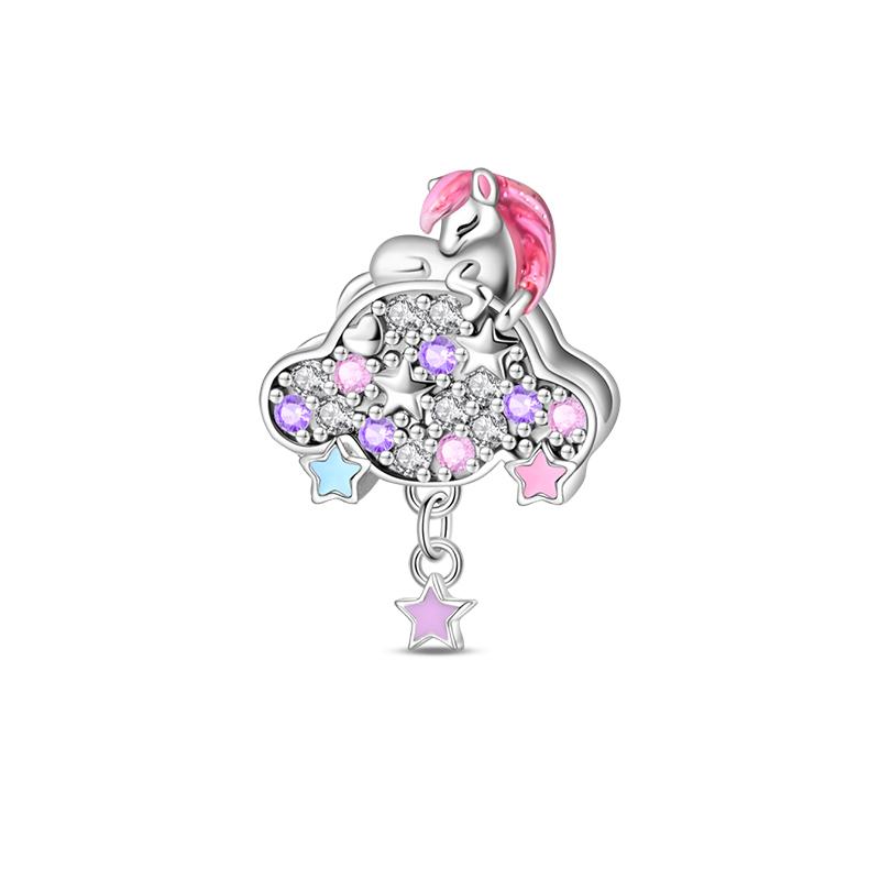 Copper Metal Bear Rabbit Koala Rainbow Horse Flamingo Princess Charm Bead Components Bead Components Compatible With Pan Authentic Original Bracelets