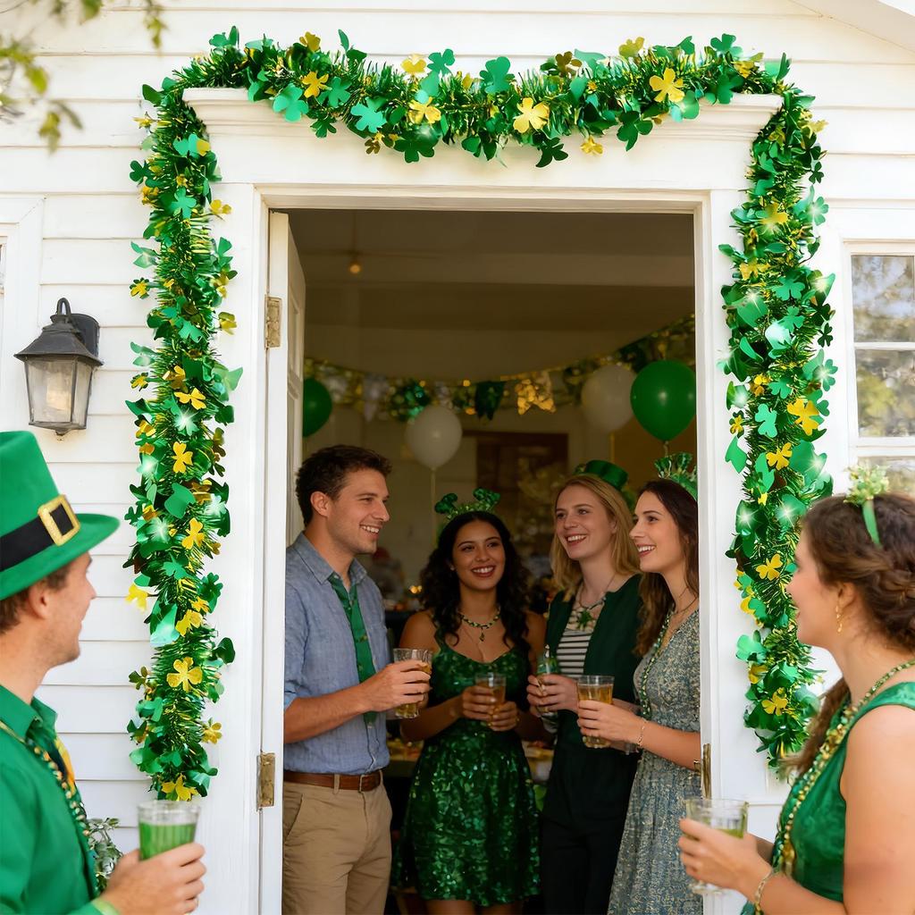 St Patricks Day Garland 200cm Shamrock Green Home Decor St Patricks Day Decor for Weddings Farmhouse Bedroom Bathroom Home