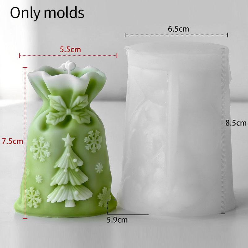 Holiday Gift Bag Mold Easy-To-Use Christmas Gift Bag Mold 3d Silicone Candle Mold Realistic For Gift Making Christmas Homemade