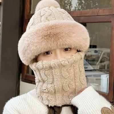 Winter Velvet Thickened Hat Cycling Windproof Scarf Mask Integrated Ear Protection Warm Bag Head Integrated Hat