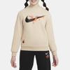 Nike Sweatshirt With Brand Logo Printed Animal Pattern Ribbed Crew Neck Casual Pullover Kids Sweatshirts Beige HF6690126