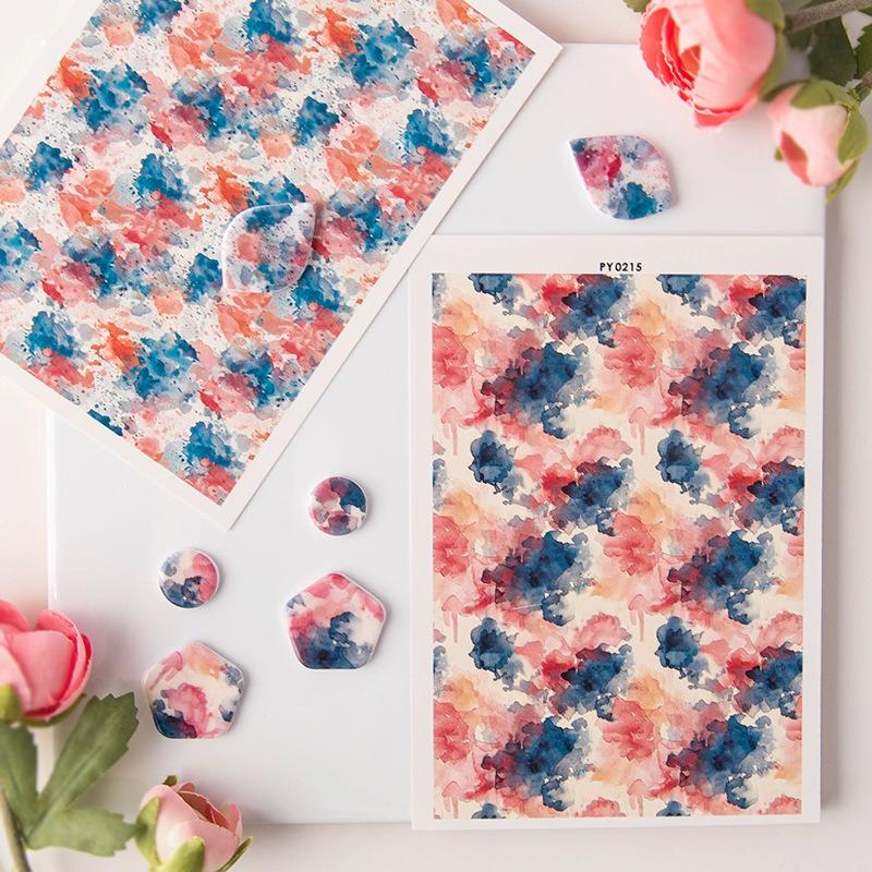 Polymer Clay Watercolor Transfer Paper Engraving Printing Coloring Decorative Paper Earrings Jewelry Making Tool Pottery Sticker