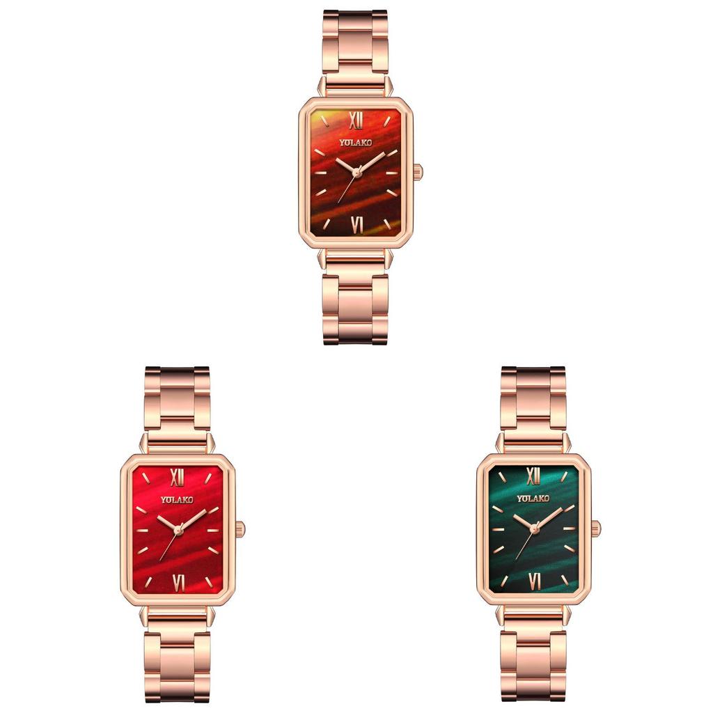 Moderne Damen-Quadratuhr mit japanischem Quarzwerk und Metallarmband für das Büro und als Geschenk