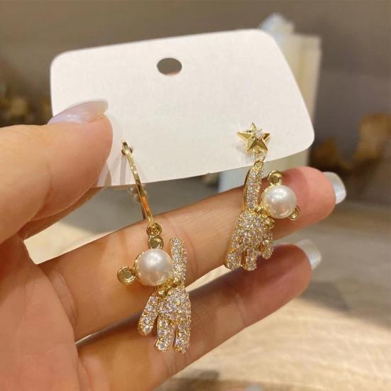 

1 пара серег-капель, модные женские шикарные блестящие серьги в форме медведя