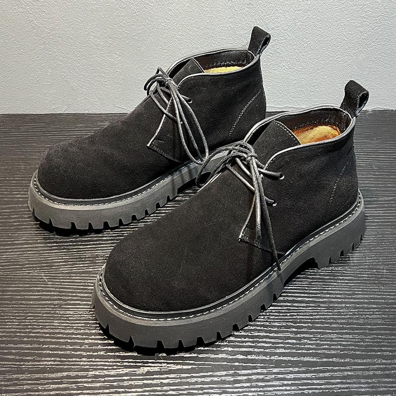 

2024 мужские ботинки среднего размера из антибархатной кожи, ботинки Martin, мужские модные высокие ботинки из бархатной кожи 43348-A 38 чёрный