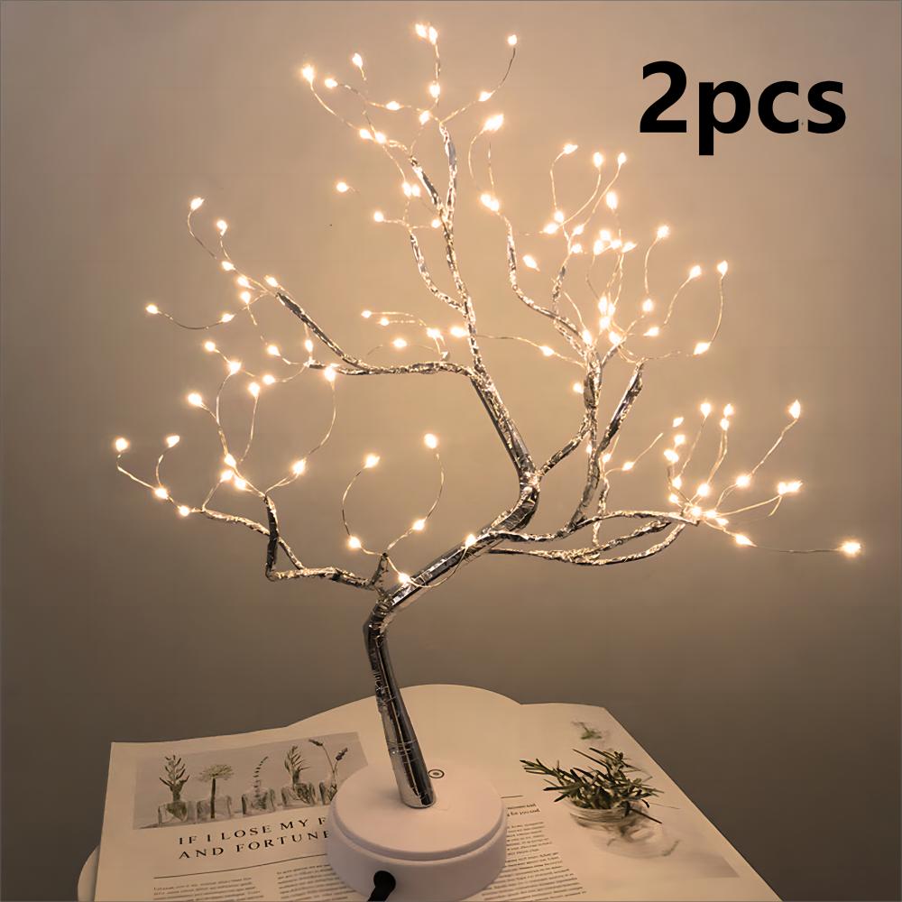 LED Tree Table Light Night Light Adjustable Branch Tabletop Night Lamp DIY Artificial Light with Battery Powered for Party Deco