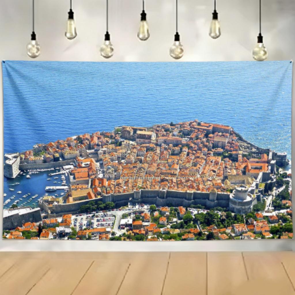 Kings Landing Landscape Pattern Tapestry Student Dorm Bedroom Decor Home Tapestry High Quality Fabric Multi Size Flat Print