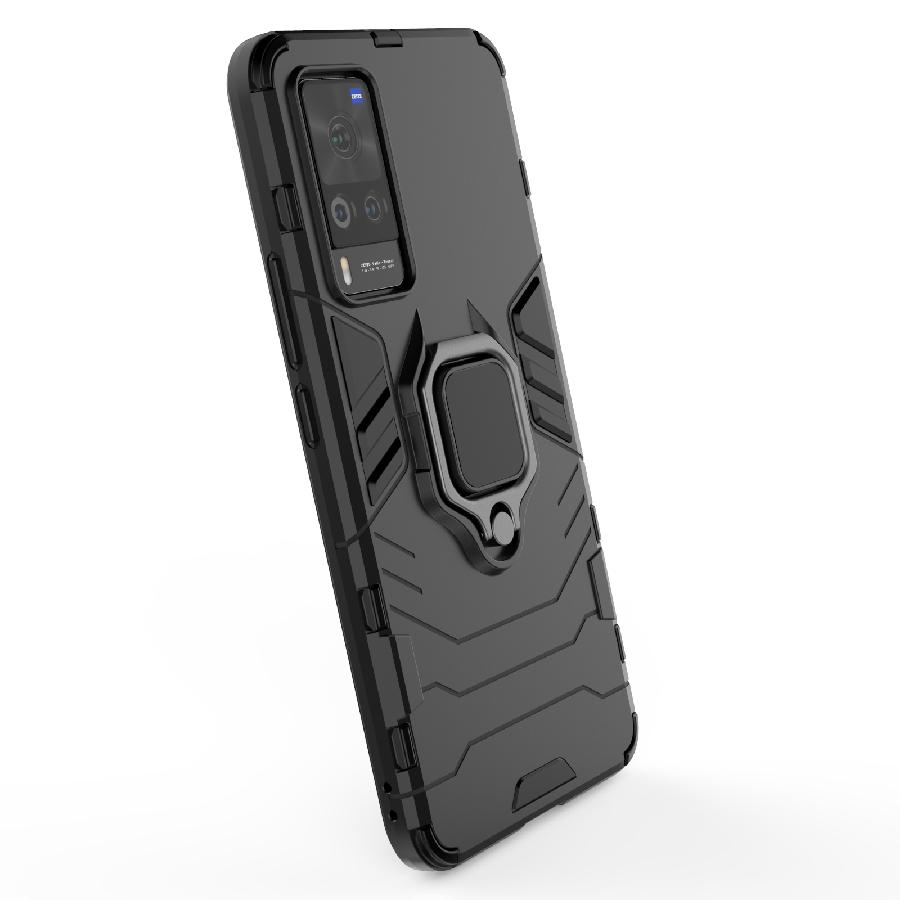 For VIVO X60 Pro X50 IQ007 V20se Y31 Y51 Y52S Y73S Y70S S7 V19 Plastic Shockproof Back Case Ring Holder Armor Bumper Phone Cover