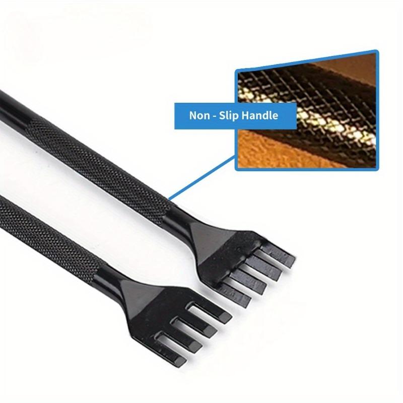 4 Pcs/Set Leather Lacing Chisel Flat Rope Weaving Punch DIY Sculpture Stitching Belt Hole 1/4/8 Prong Leather Lacing Chisels Kit.