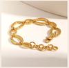 Chunky Stainless Steel Oval  Link Bracelets for Women, 18K Gold Plated Waterproof Minimalist Non-Tarnish Jewelry 