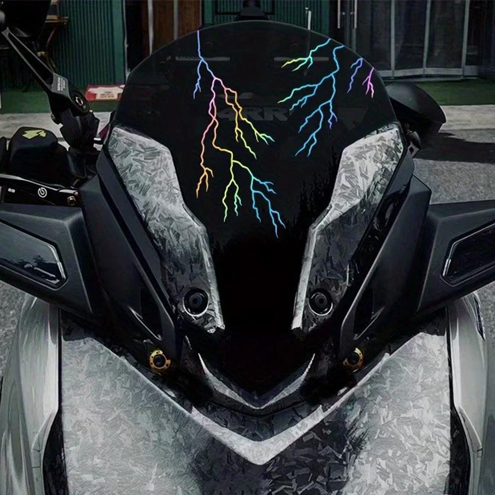 Motorrad Karosserie Aufkleber Dekoration Blitz Riss Stil Ziehblume Wasserdicht Vorderkopf Aufkleber