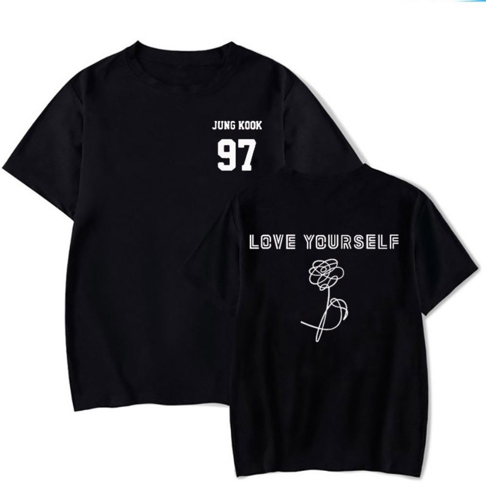 2025 New Women's T-shirt Flower Printed Fashion Versatile Top Love Yourself Text Printed Style Clothing