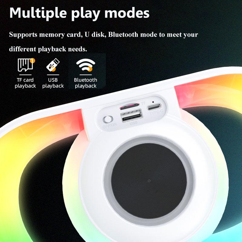 Portable Outdoor Bluetooth 5.3 Speaker RGB Atmosphere Light Shocking Subwoofer Wireless MP3 Music Player Support TF Card USB