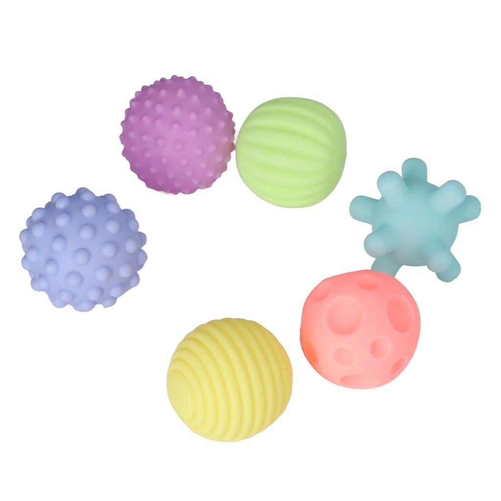 6pcs Baby Textured Ball Set Infant Funny Soft Elastic Multicolor Squeezing Sensory Ball Toy for
