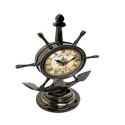 Reloj de mesa vintage, reloj de mesa, reloj antiguo, reloj de ancla y rueda de barco,