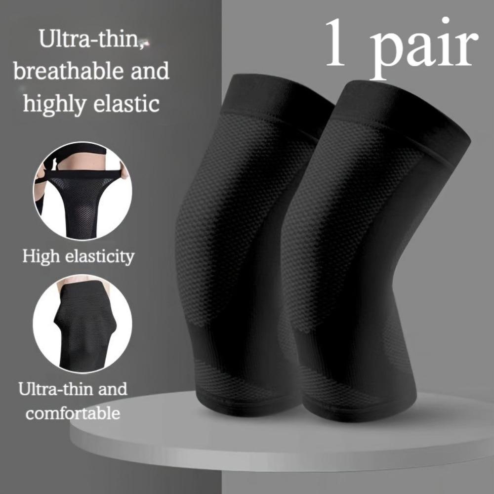 

1 ПАРА летних тонких наколенников мужские колени лето лето ультратонкие женские бег велоспорт баскетбол невидимые бесшовные L чёрный