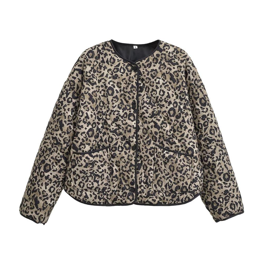2024 Autumn Women's Cotton Animal Print Jacket - European & American Style Fashion