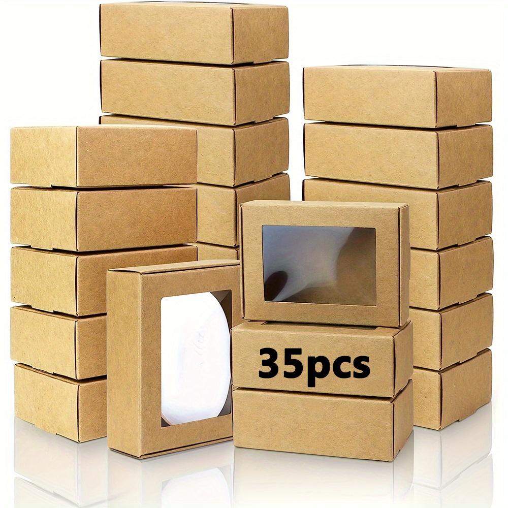 

35 шт. Мини-коробки для подарков из крафт-бумаги с прозрачными окнами, идеально подходят для демонстрации мыла, конфет, шоколада и свадебных сувениров 35pcs 85*60*30MM хаки
