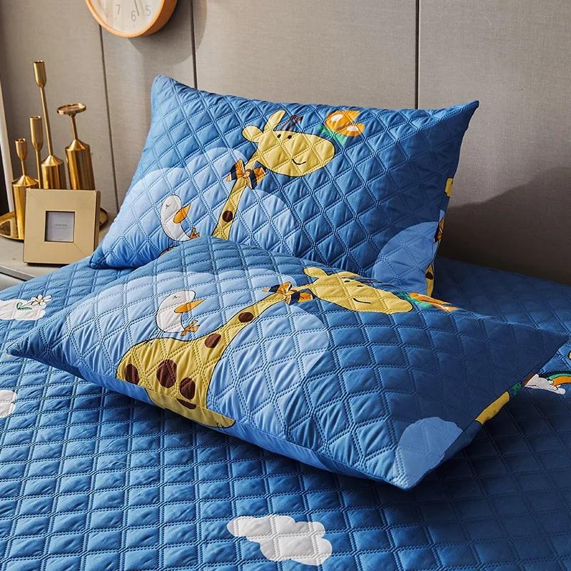 Solid Color 2Pc Waterproof Quilted Pillowcase Pillow Cover Case 48x74cm Pillowsham Anti-Mite Anti-Bacterial Bedroom