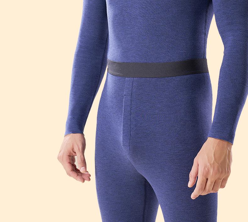 Męski bezszwowy zestaw bielizny antybakteryjnej z podszewką polarową i elastycznym pasem - Czarny (Jesień zima)