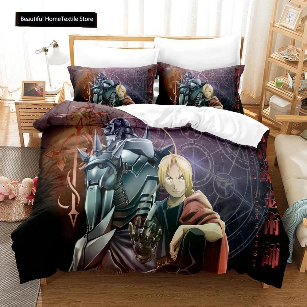 Fullmetal Alchemist Anime Bedding Set Duvet Cover Single Twin King Size Comforter Home Textile Bedroom Decor