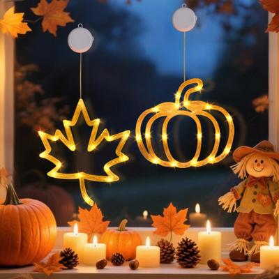 Autumn Decoration Light with Suction Cup IP55 Waterproof Easy To Install Battery Operated Halloween Decorative Window LED Light