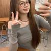 Irregular Collar Long Sleeve T-Shirt Women Basic Solid Off Shoulder TShirt