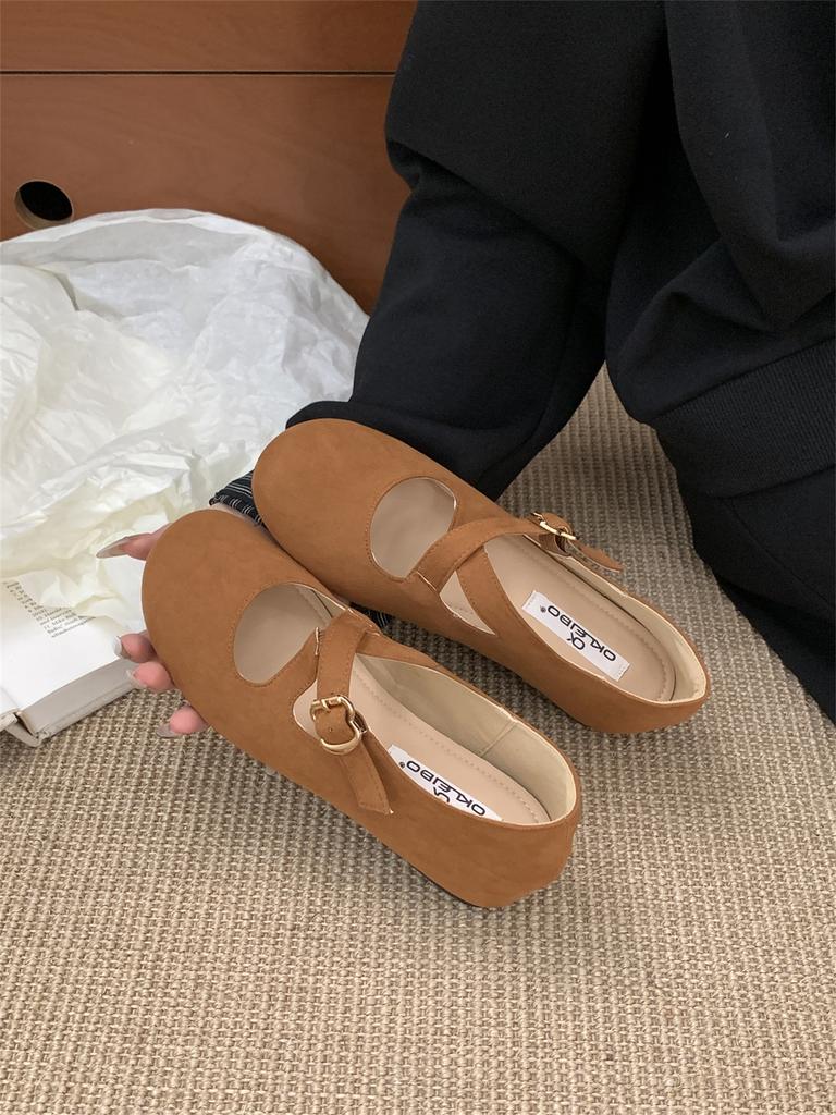 French cross-buckle flat-bottomed fashion Mary Jane women's versatile commuter flat-bottomed ballet shoes round head shallow mouth single shoes