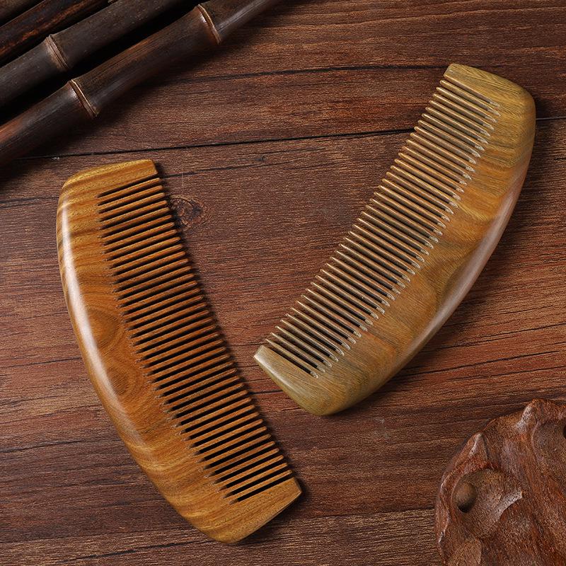 Green Sandalwood Comb - Natural Wood Hairdressing Massage Comb for Long Hair