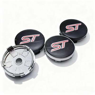 4 Stück ST Line Logo Emblem Auto Radnabendeckel 60MM Clips 56MM Radnabe Staubkappe Stline Abzeichen Felgennabendeckel Abdeckung Auto Zubehör
