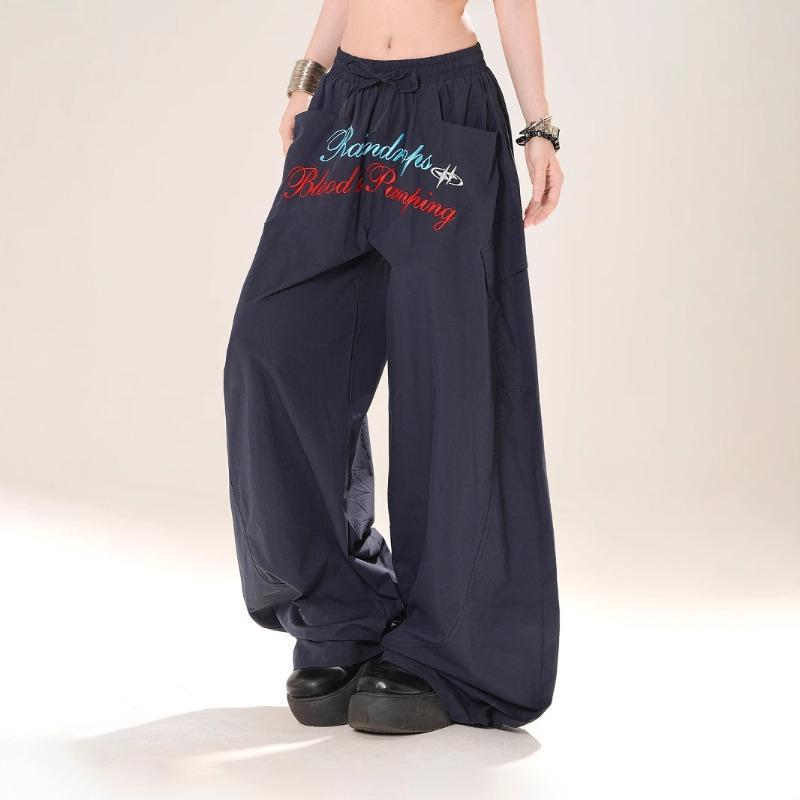 Loose Pants Letter Print Scimitar Pants Cleanfit Loose Lazy Wind Paratrooper Casual Pants