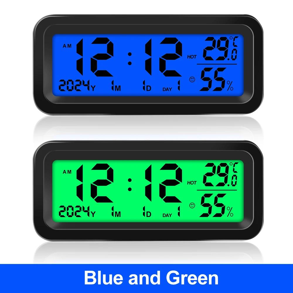 Solární hodiny do auta Palubní deska Teploměr Automobil Elektronické hodinky LED Digitální DisplayTime se zadním svítícím příslušenstvím do auta