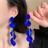 Rose petal earrings exaggerated fashion long fringed earrings women's high-end temperament versatile earrings