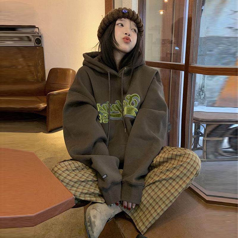 

Женский ретро худи с капюшоном - Горячий стиль 2025, Высокий класс, Свободный крой для весны и осени XXL