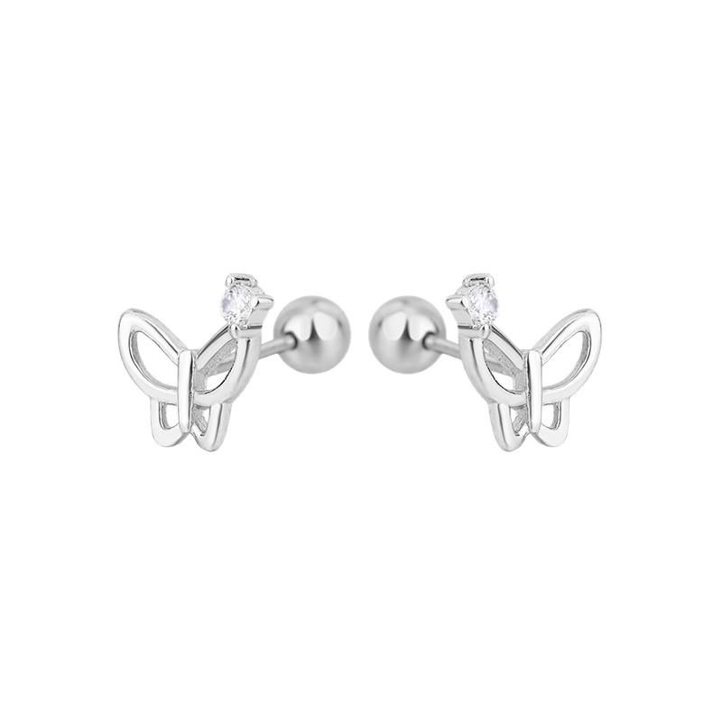 S925 Silver Screw Back Butterfly Stud Earrings For Women Niche Design Exquisite Fashion Jewelry