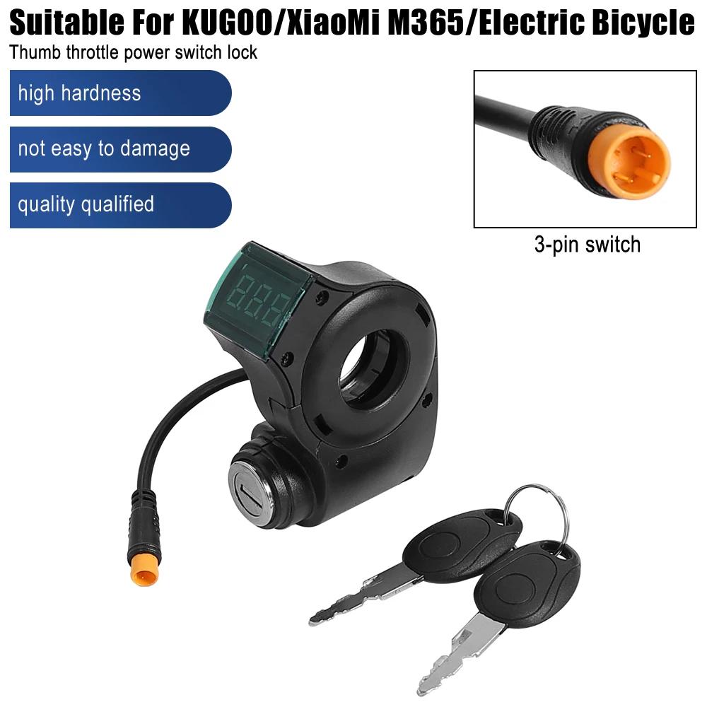 Κλειδί Κλειδαριάς Ανάφλεξης Ηλεκτρικού Ποδηλάτου Γκάζι αντίχειρα για KUGOO M4 XiaoMi M365 Βολτόμετρο Ψηφιακή Ένδειξη Τάσης Διακόπτης 3Pin Ηλεκτρικό Πατίνι