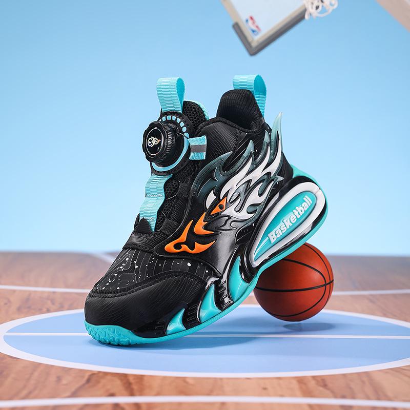 2025 Autumn/Winter Trendy Boys' Leather Basketball Shoes - Durable, Non-Slip, Soft Sole for Kids