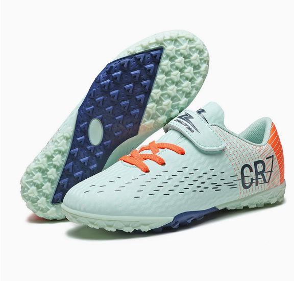 Scarpe da Calcio Giovanili Multicolore Co-branded CR7 - Tomaia in PU Resistente all'Usura, Design Avvolgente per Allenamento e Competizione
