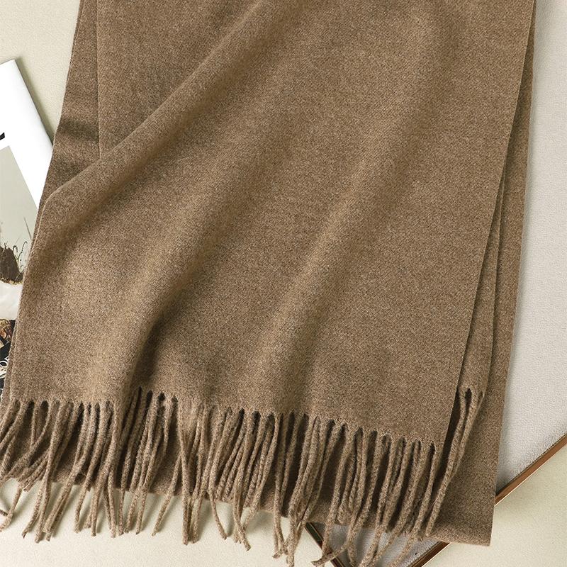 Kaffee Schal für Damen Lange Warme Kaschmirschals Winter Hijab Einfarbig Damen Stola Wickel Weiblich Pashmina Bandana Kopftücher