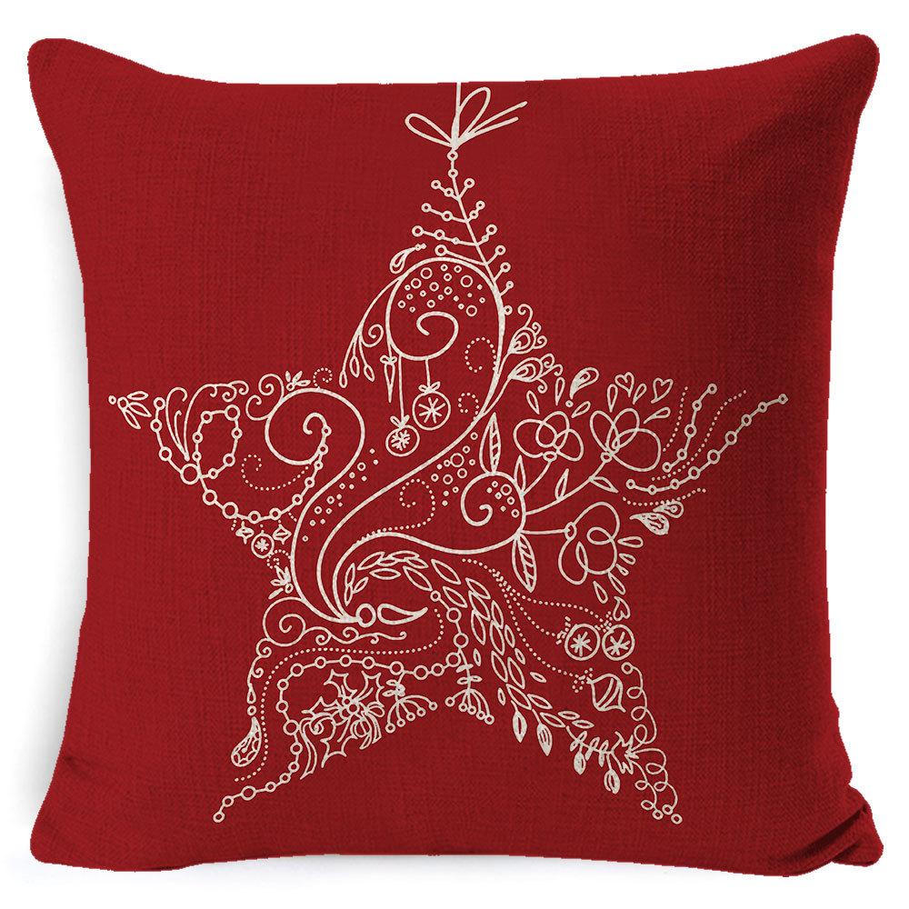 Christmas Celebration Pillow Elk Snowman Festive Cushion Cover Red Sofa Back Cushion Pillow Cover