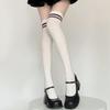 1 3 Pairs Women's Cotton Thigh High Socks Over The Knee Colorful Striped Pattern Casual Daily Wear Fashion Socks Black White