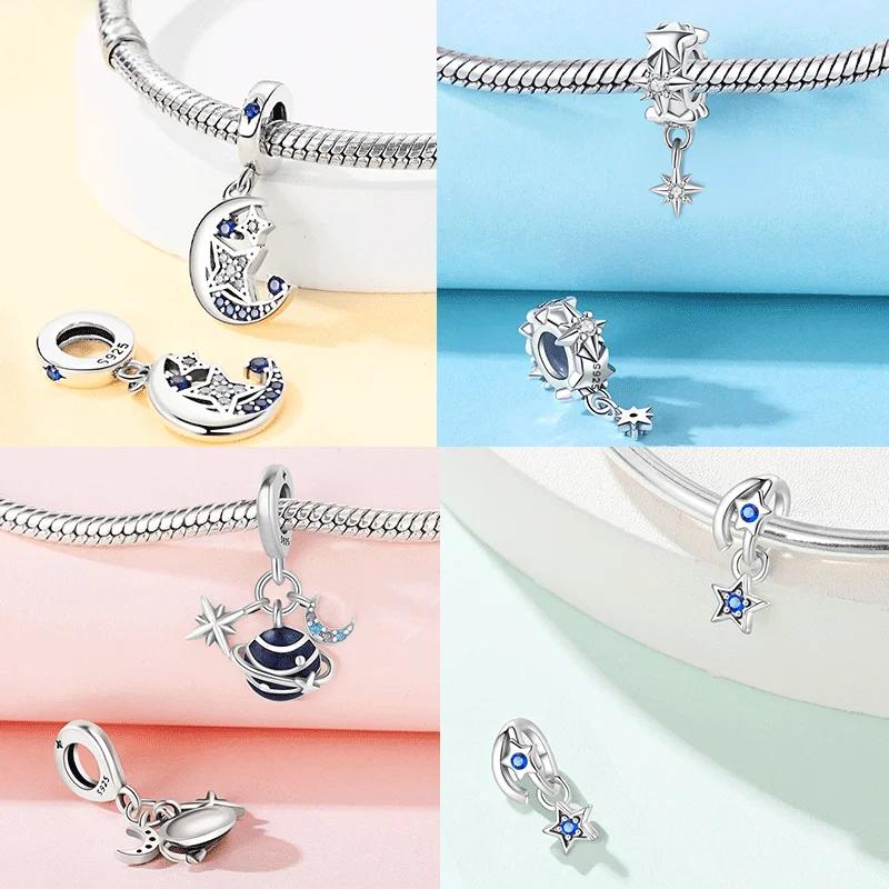 

Sun Moon Star Astronaut Charms Beads Copper Zircon Pendant Fit Diy Original Bracelet Necklace Fine Jewelry Birthday Gift