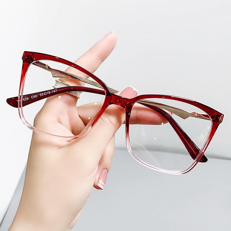 Glasses Frames Female Blue Ladies Eye For Screen Cat's Feline Red Eye -2.5 Clear Blocking Ladies Myopia Brand Designer Computer Stylish Light