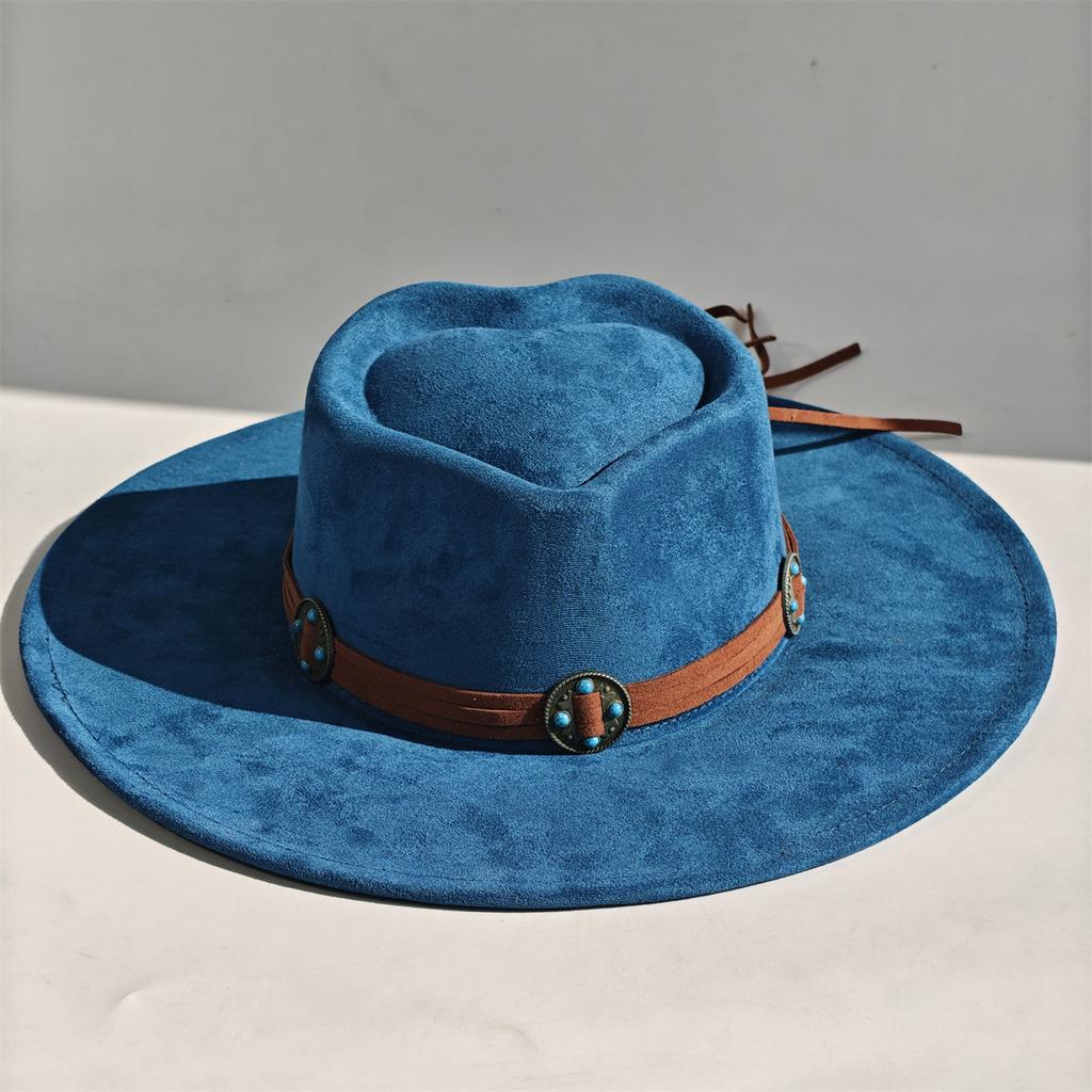 Rose Red Heart Top Vegan Suede Hat Turquoise Accessories Fedora Hat Men'S Women'S Felt Jazz Hat Classic Suede Chapeau Sombrero