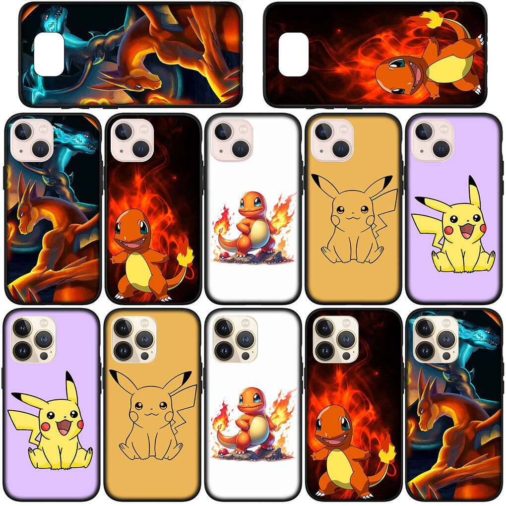 Case for iPhone 17 16 15 Plus Xiaomi Poco F8 F7 X7 X6 M8 C85 C75 C71 Redmi Note 14 12 11 13 Pro Max A4 14C 13C 15C Cartoon Charmander Pokemon Pikachu