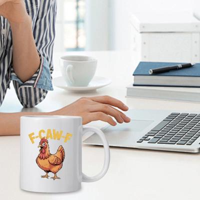 Tazza da Caffè Gallo Cartone Animato Ceramica F-Caw-F Suono Tazza per Uomini Donne 330ml Tazza Gallo Divertente per Tè Acqua Calda Fredda Succo Ufficio Scuola Regalo