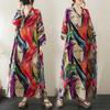 V-neck Loose Plus Size Simple Vacation Style Long Sleeve Women's Beach Dresses